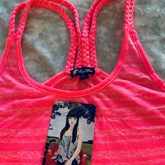 NWT Lily White Razorback Hot Pink Tank Top with Braided Straps. - Picture 3 of 3